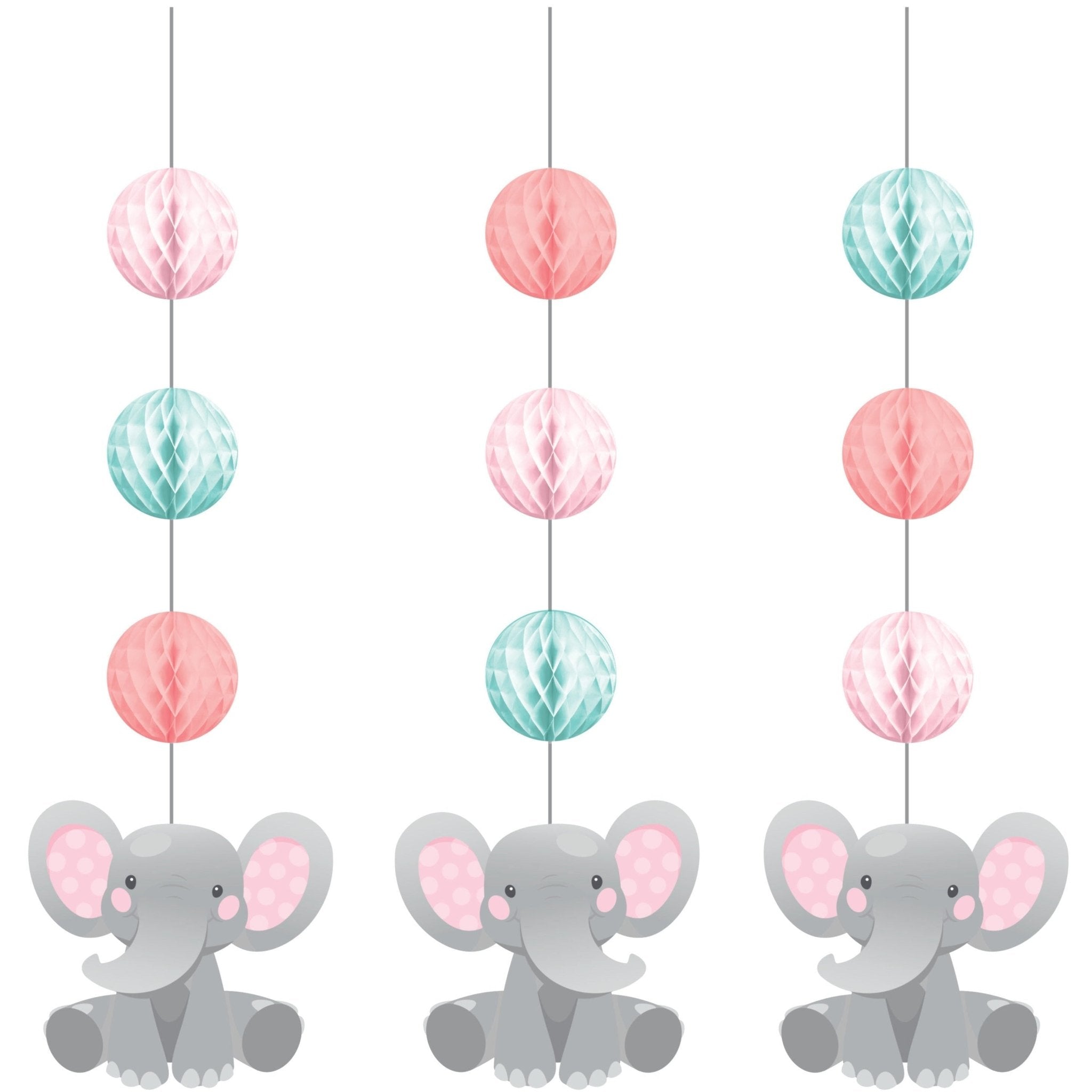 Pink Elephant Party Tissue Hanging Decorations - Stesha Party, image size:2048x2048