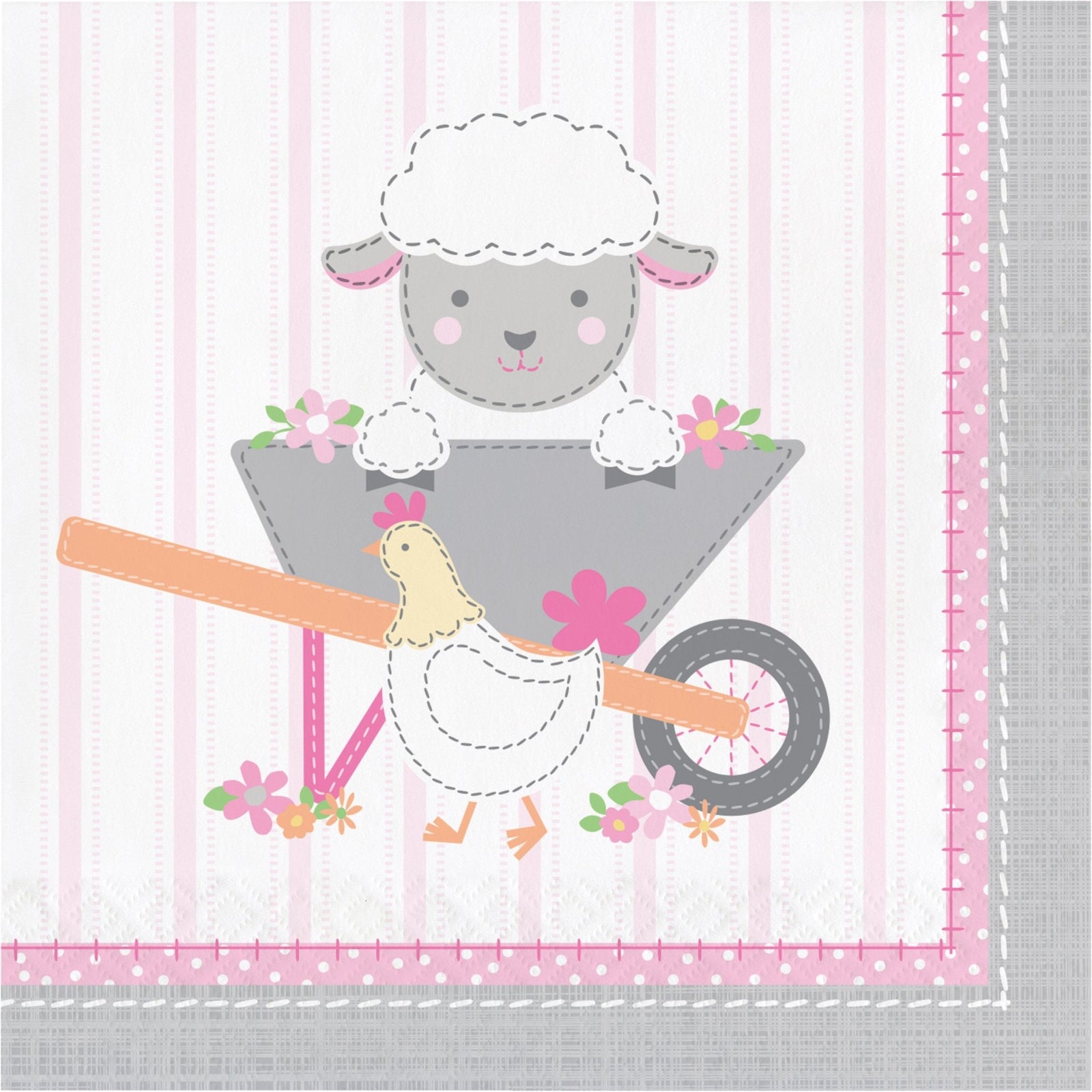 Pink Farm Sheep Party Napkins - Stesha Party