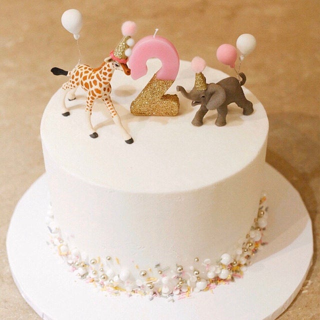 Pink & Gold Glitter Number "2" Birthday Candle - Stesha Party