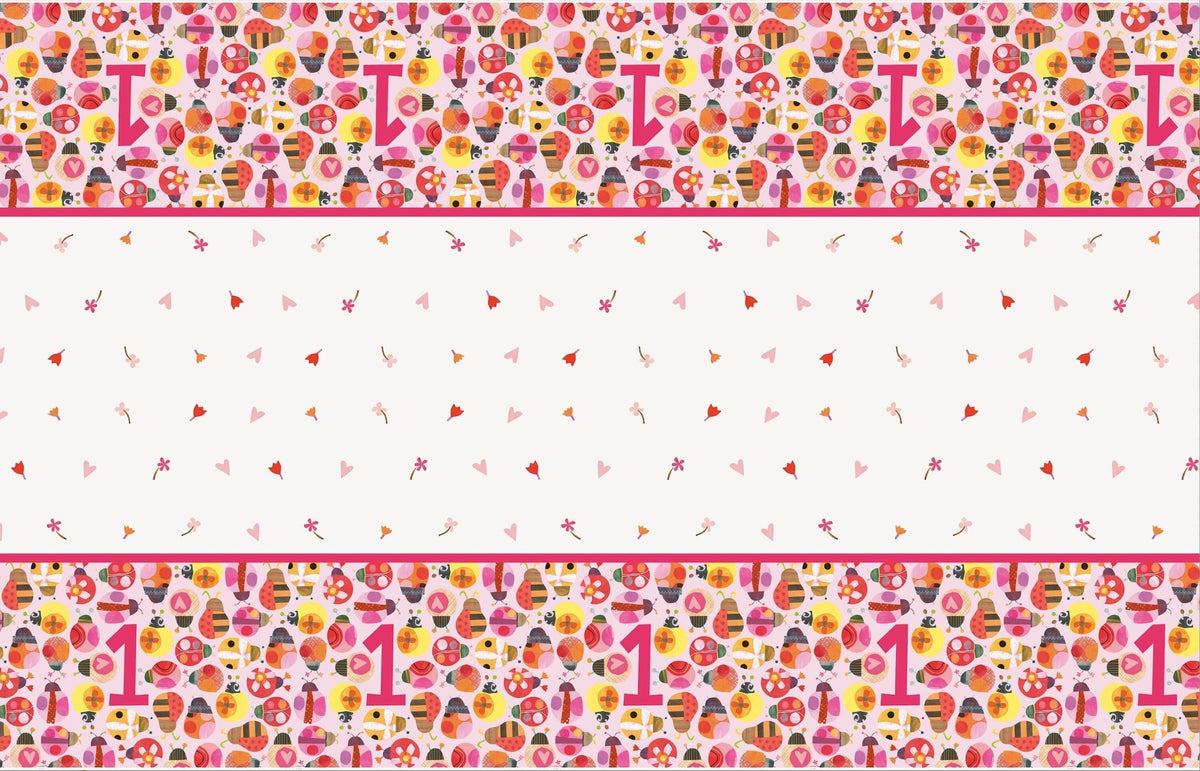 Pink Ladybug 1st Birthday Tablecloth - Stesha Party