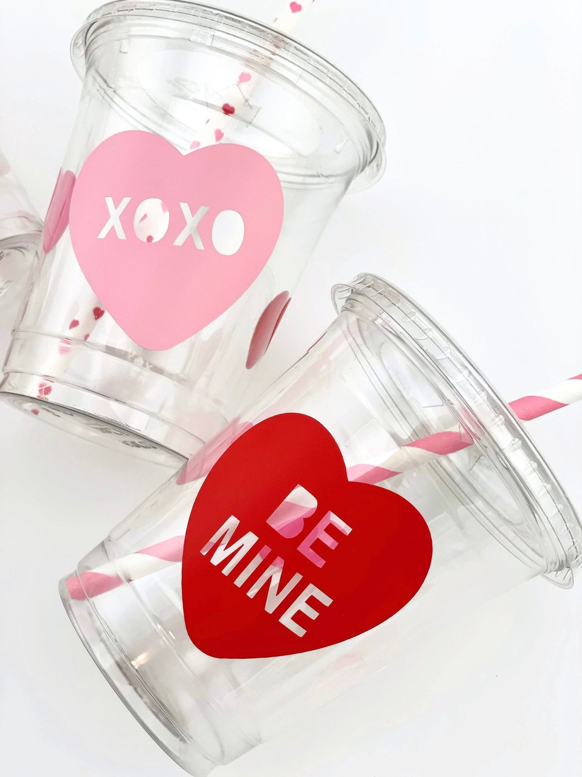 Pink & Red Valentines Day Conversation Heart Party Cups - Stesha Party