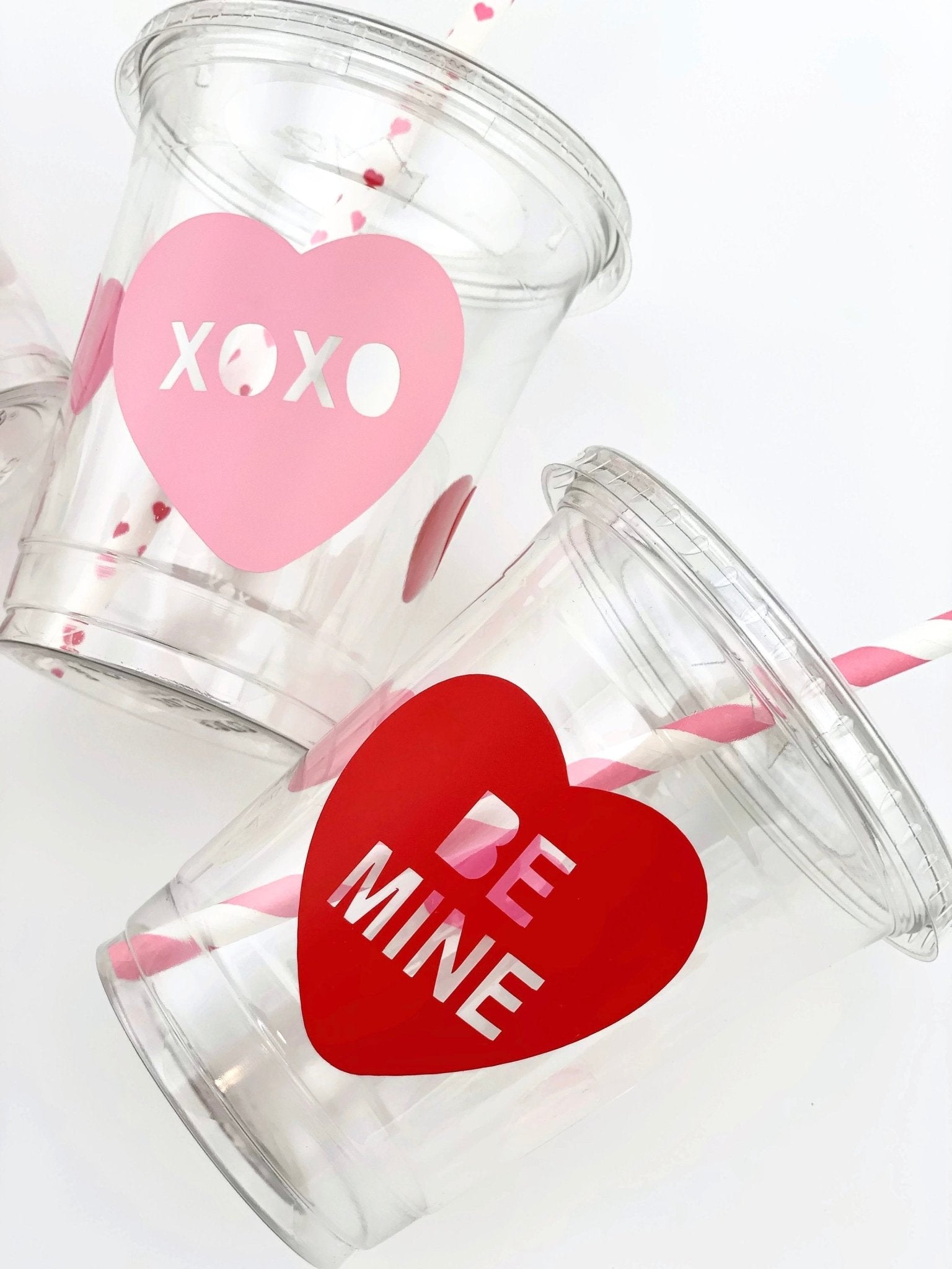 Pink & Red Valentines Day Conversation Heart Party Cups - Stesha Party