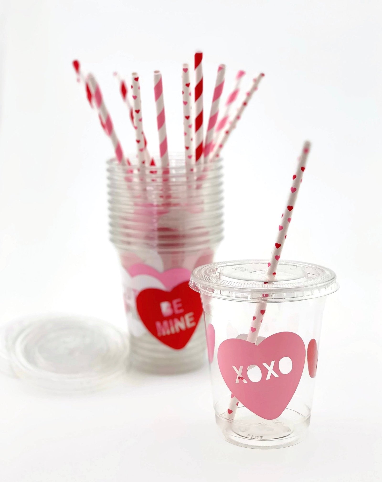 Pink & Red Valentines Day Conversation Heart Party Cups - Stesha Party