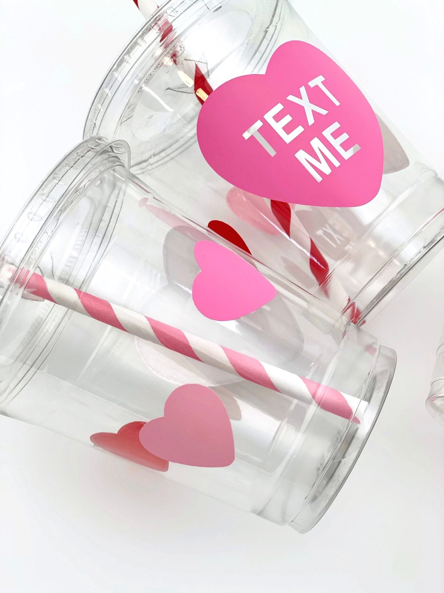 Pink & Red Valentines Day Conversation Heart Party Cups - Stesha Party