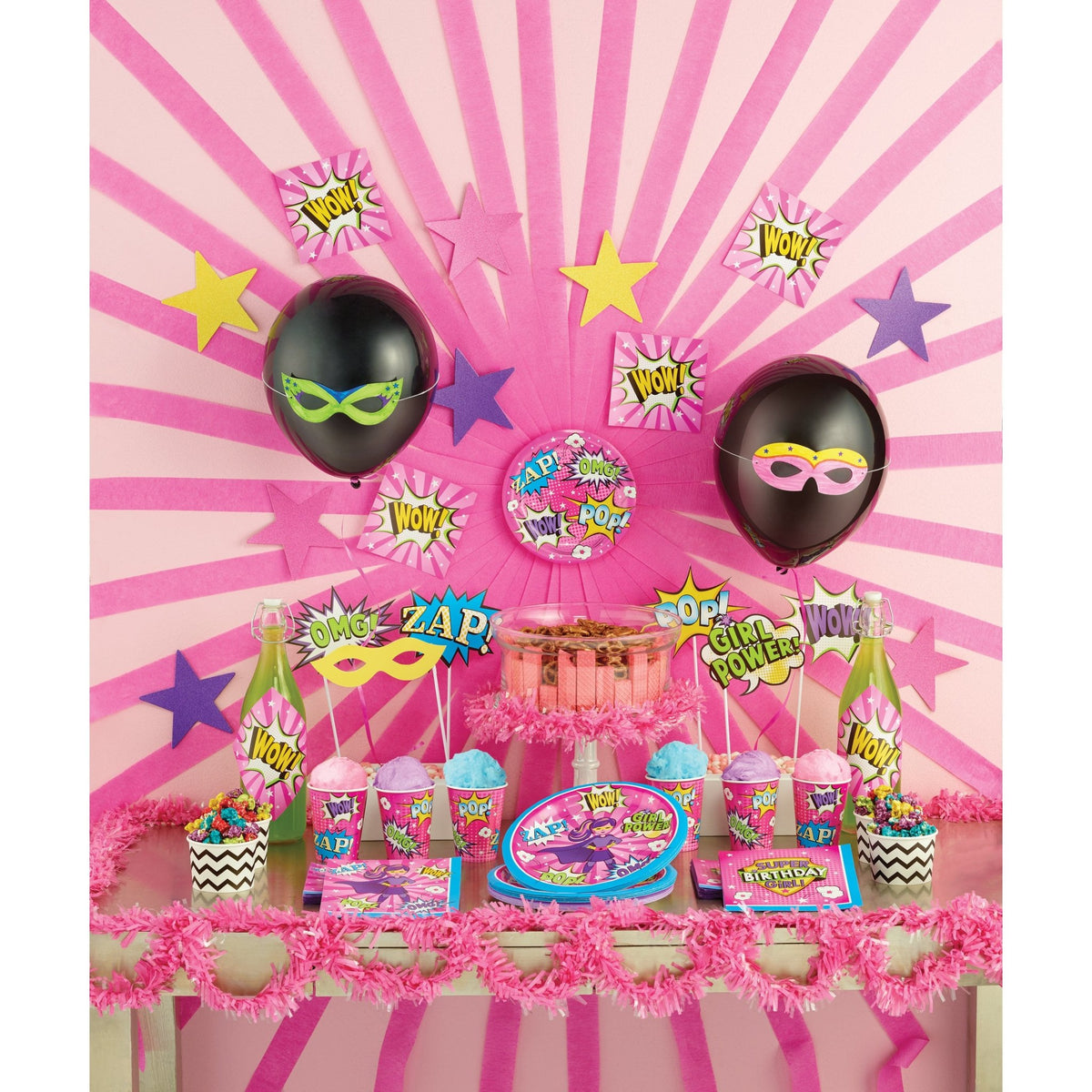 Pink Superhero Napkins - Stesha Party