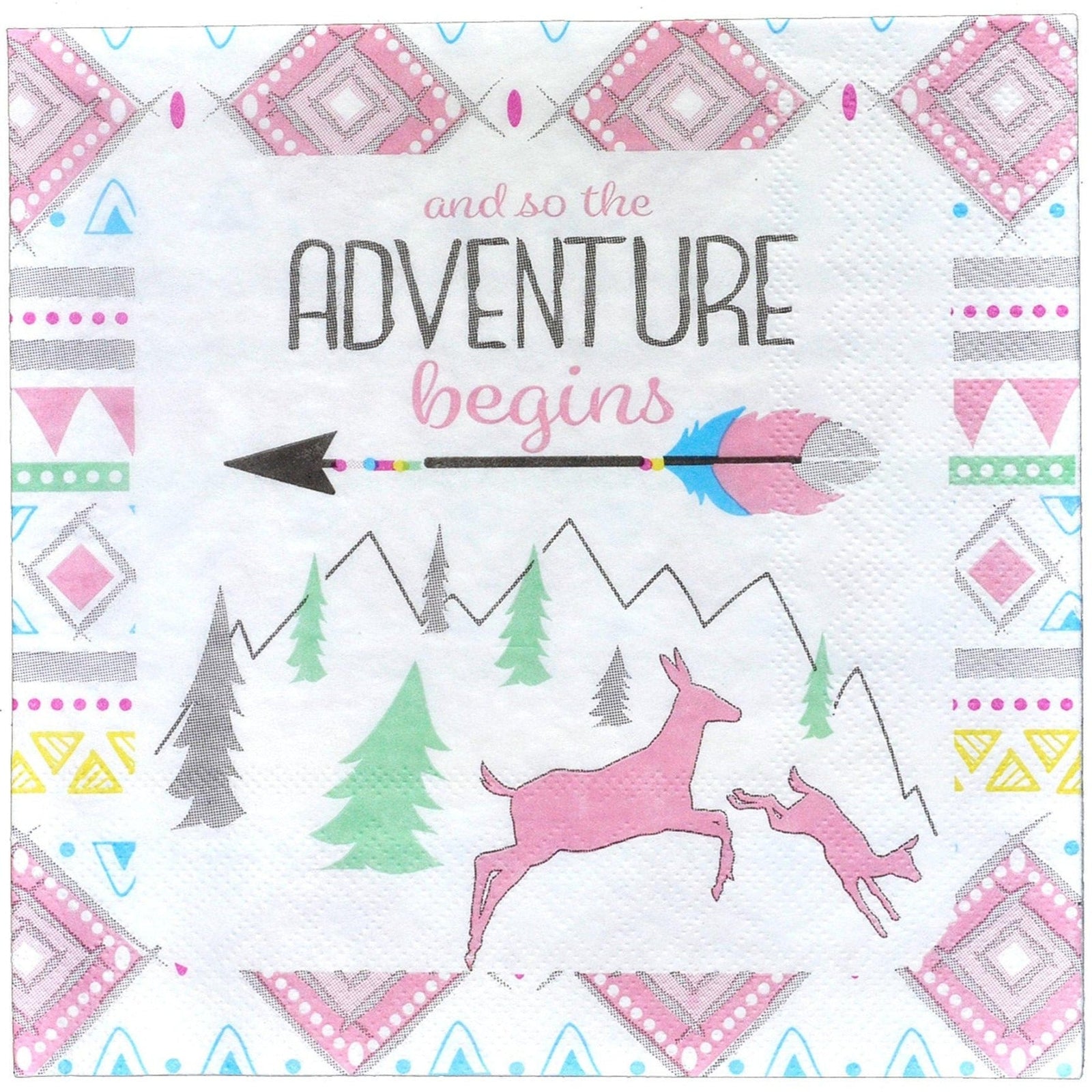 Pink Tribal Party Luncheon Size Napkins - Stesha Party