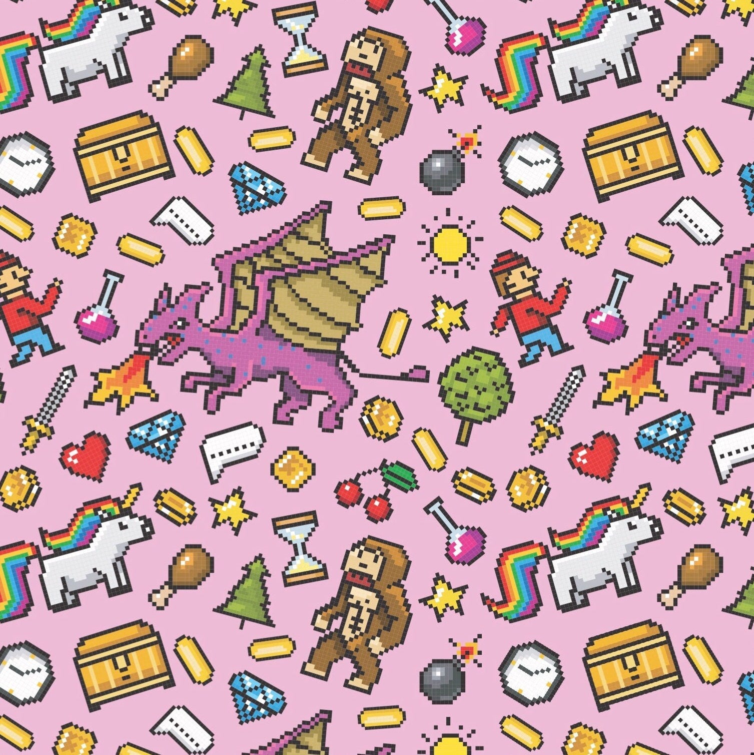 Pink Video Gamer Gift Wrap - Stesha Party