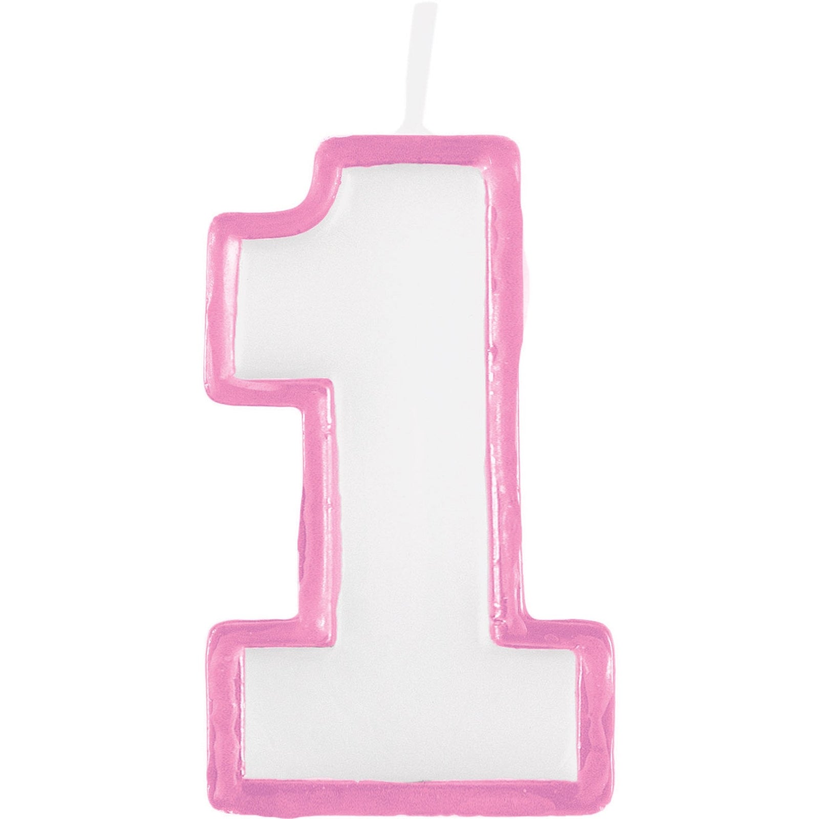 Pink & White "1" Birthday Candle - Stesha Party
