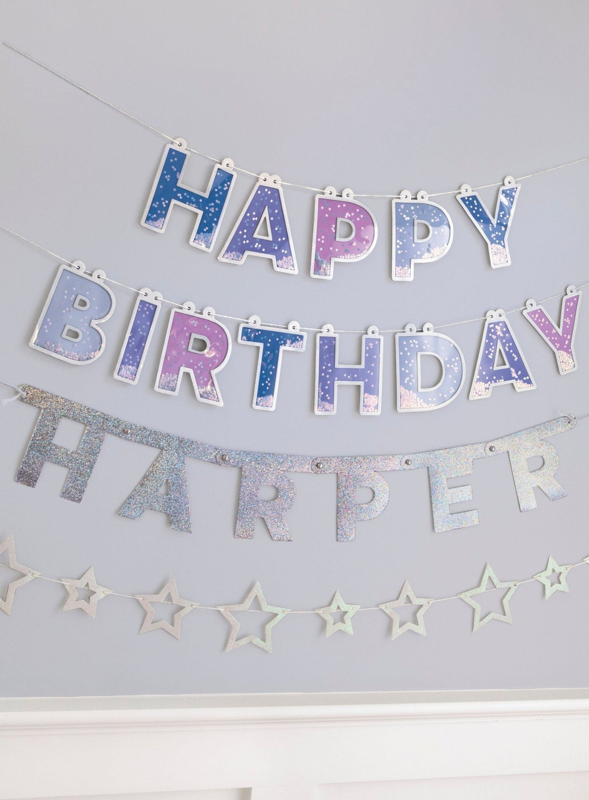 Purple & Pink Galaxy Star Birthday Banner - Stesha Party
