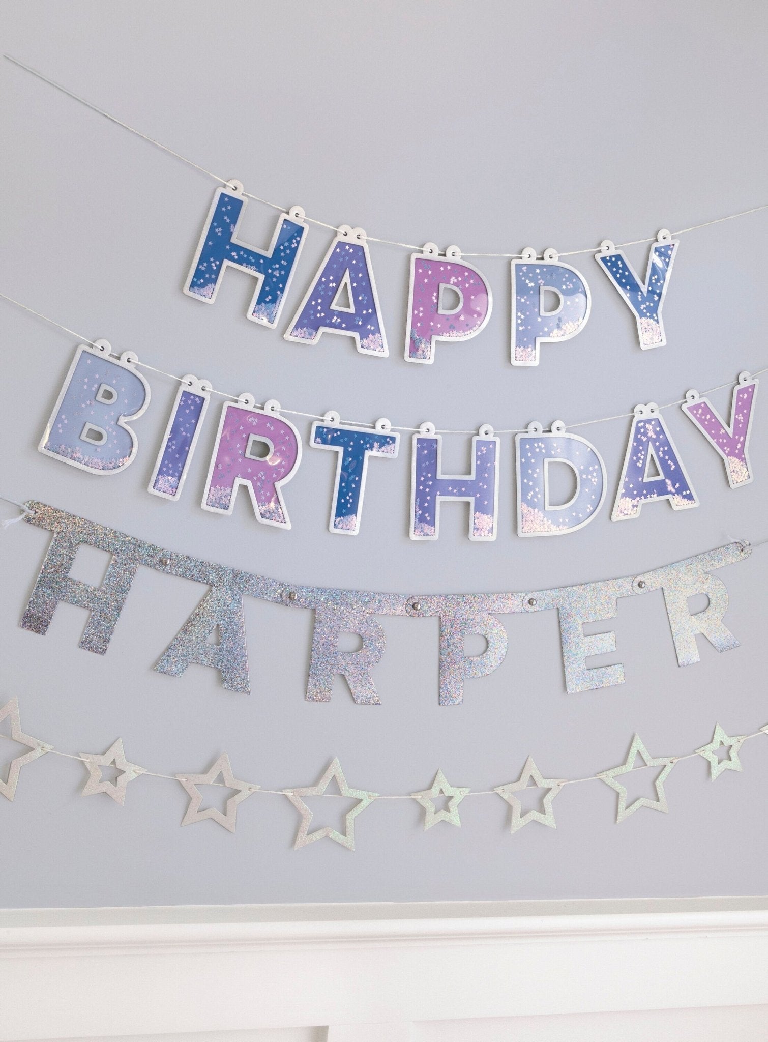 Purple & Pink Galaxy Star Birthday Banner - Stesha Party