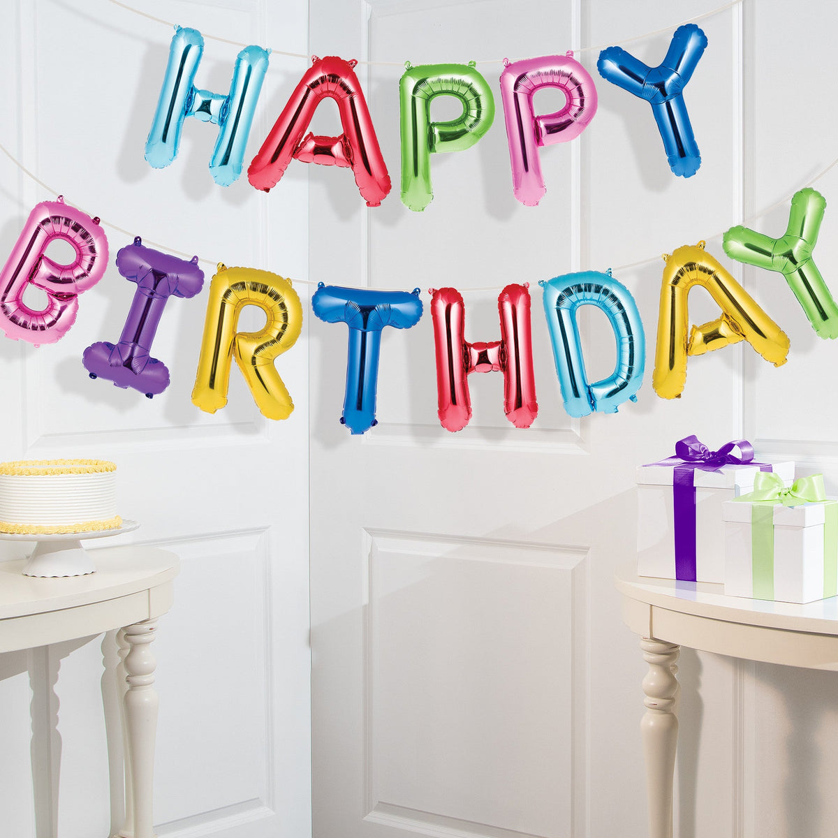 Rainbow "Happy Birthday" Balloon Banner - Stesha Party