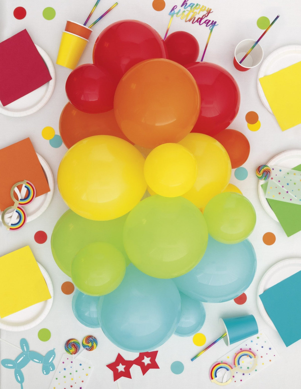 Rainbow Latex Balloon Table Centerpiece - Stesha Party