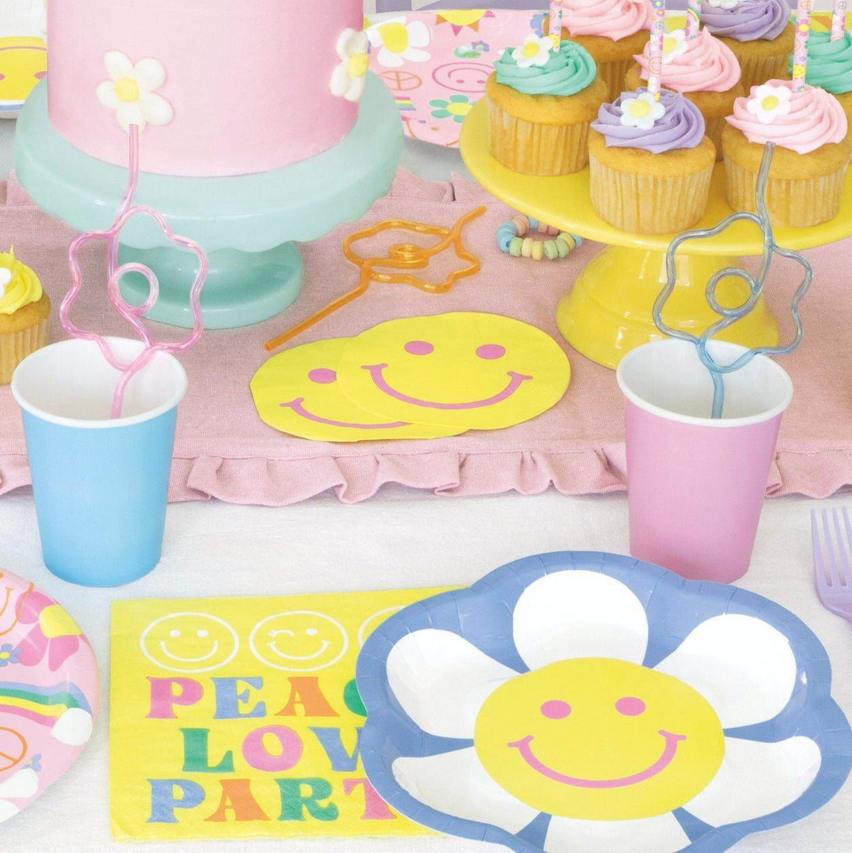 Reusable Plastic Flower Drinking Straws - Stesha Party