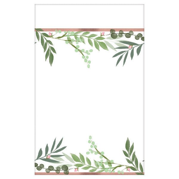 Rose Gold Greenery Plastic Tablecloth - Stesha Party