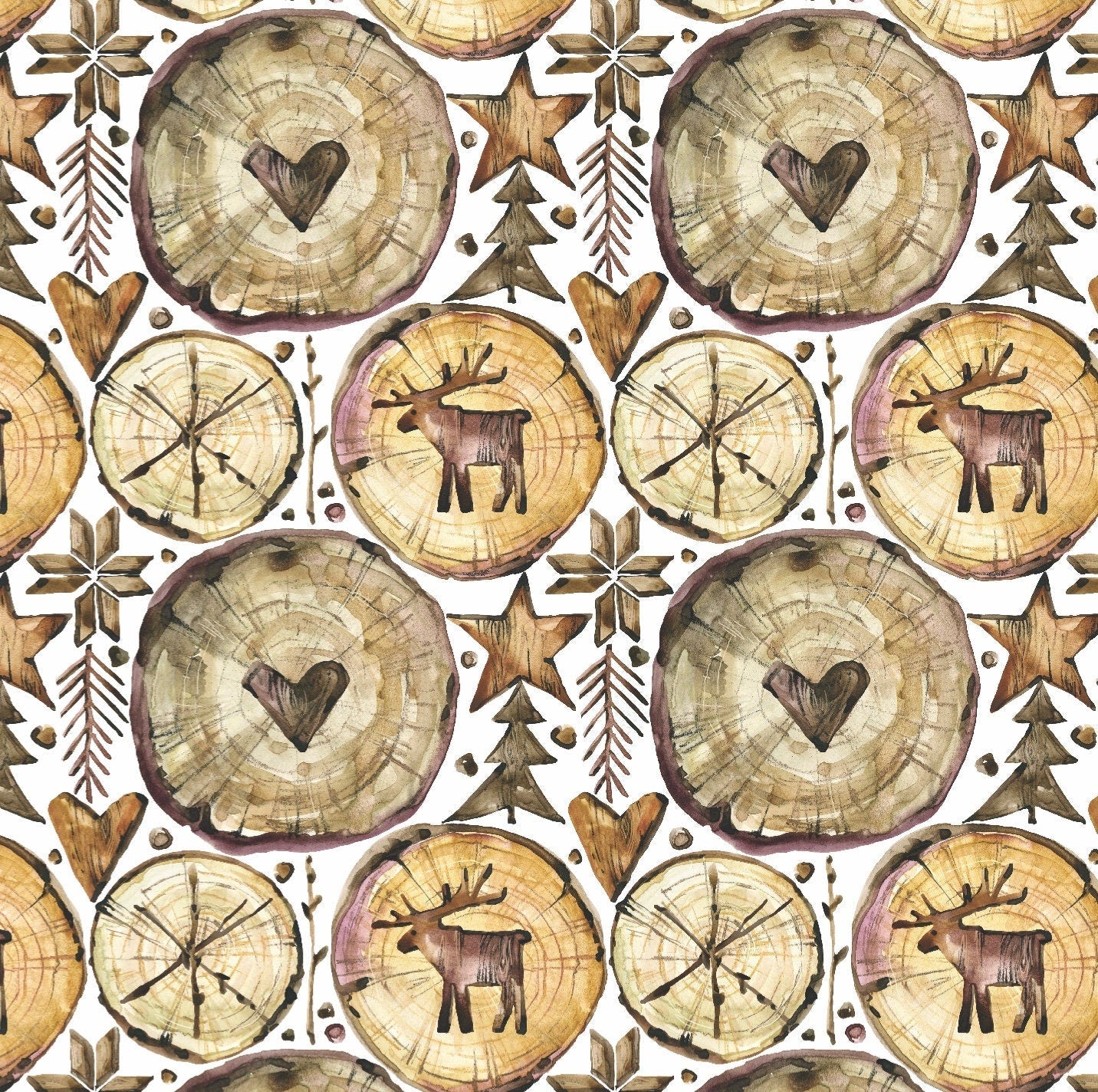 Rustic Wood Slice Wrapping Paper - Stesha Party