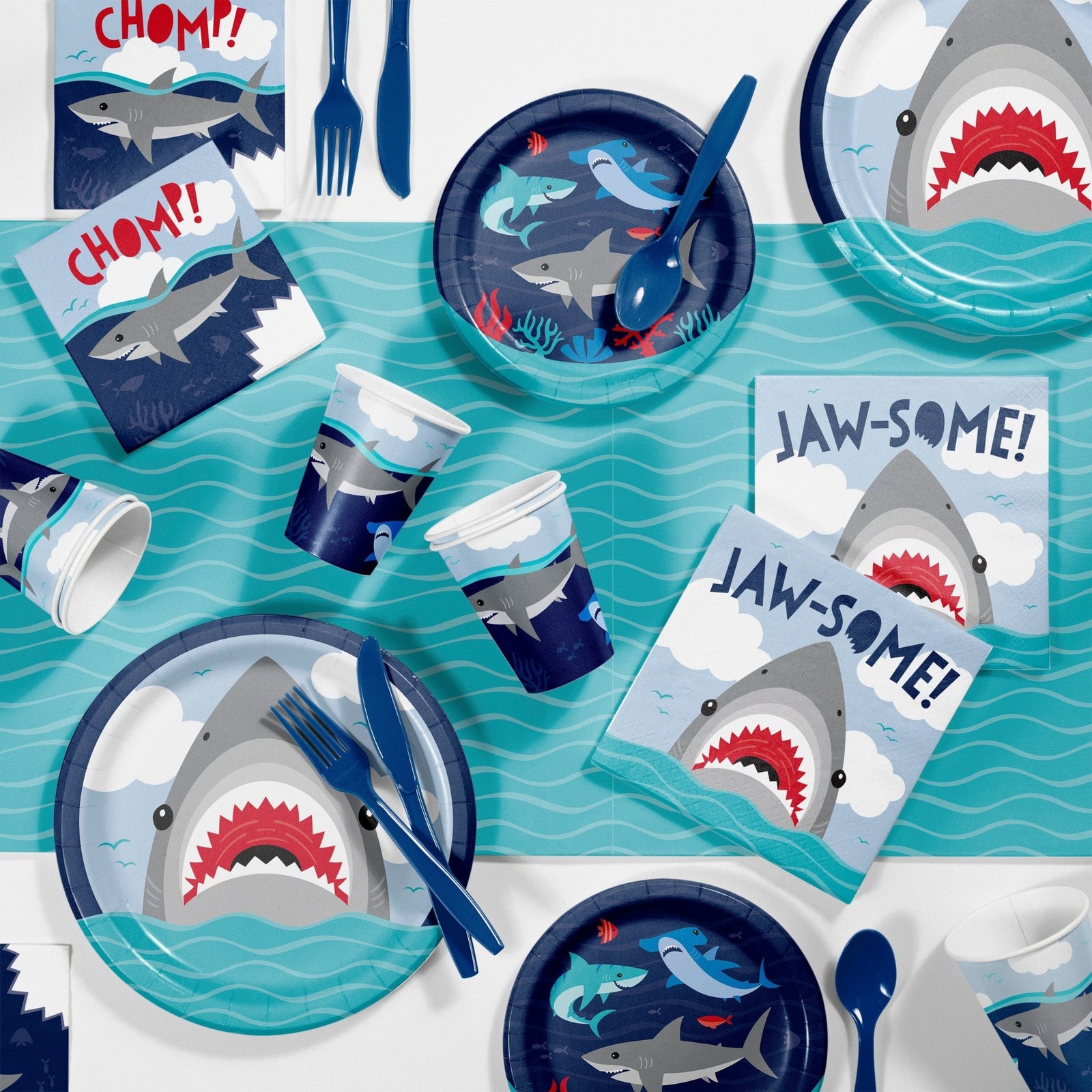 Shark "CHOMP" Beverage Napkins - Stesha Party