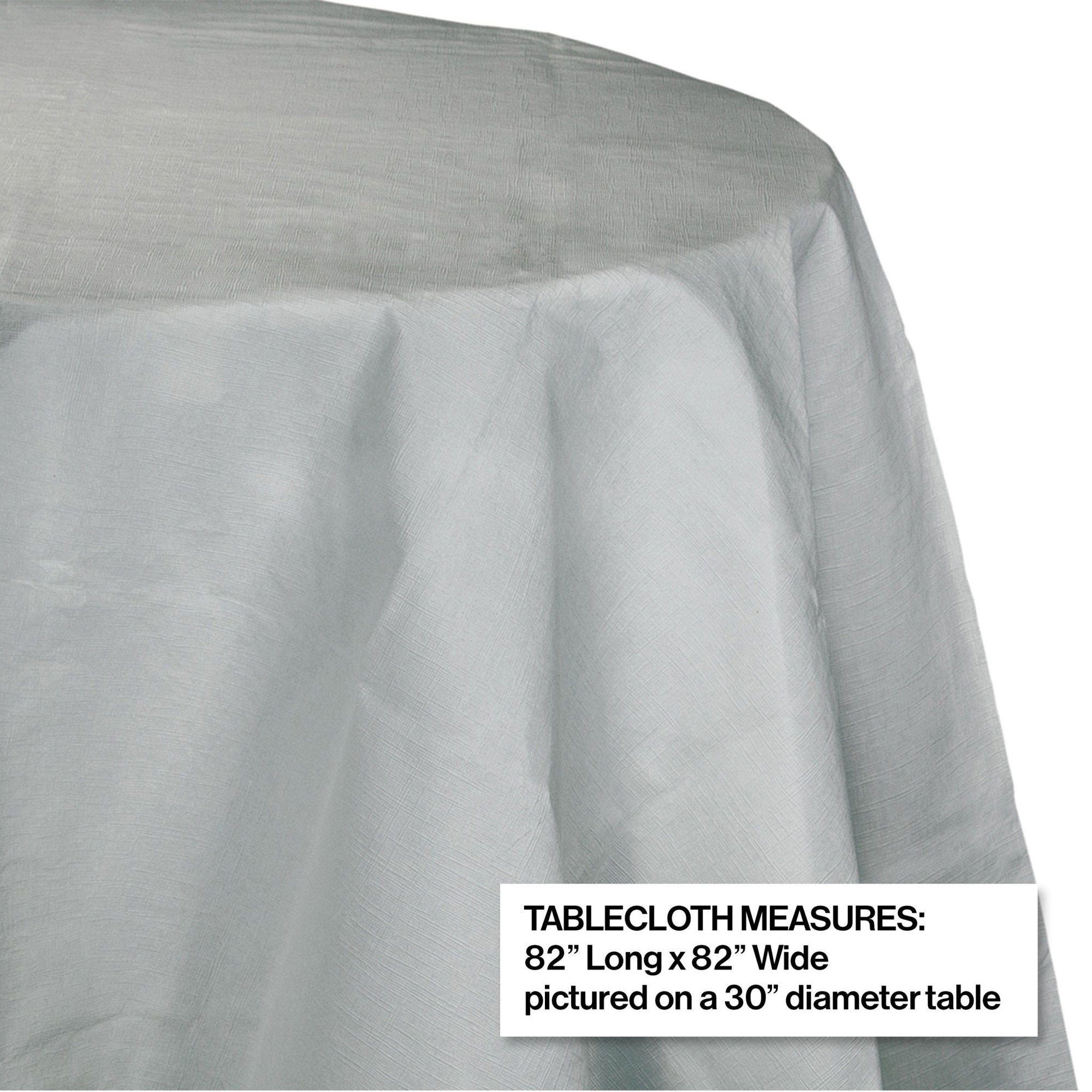 Silver 82" Round Tablecloth - Stesha Party