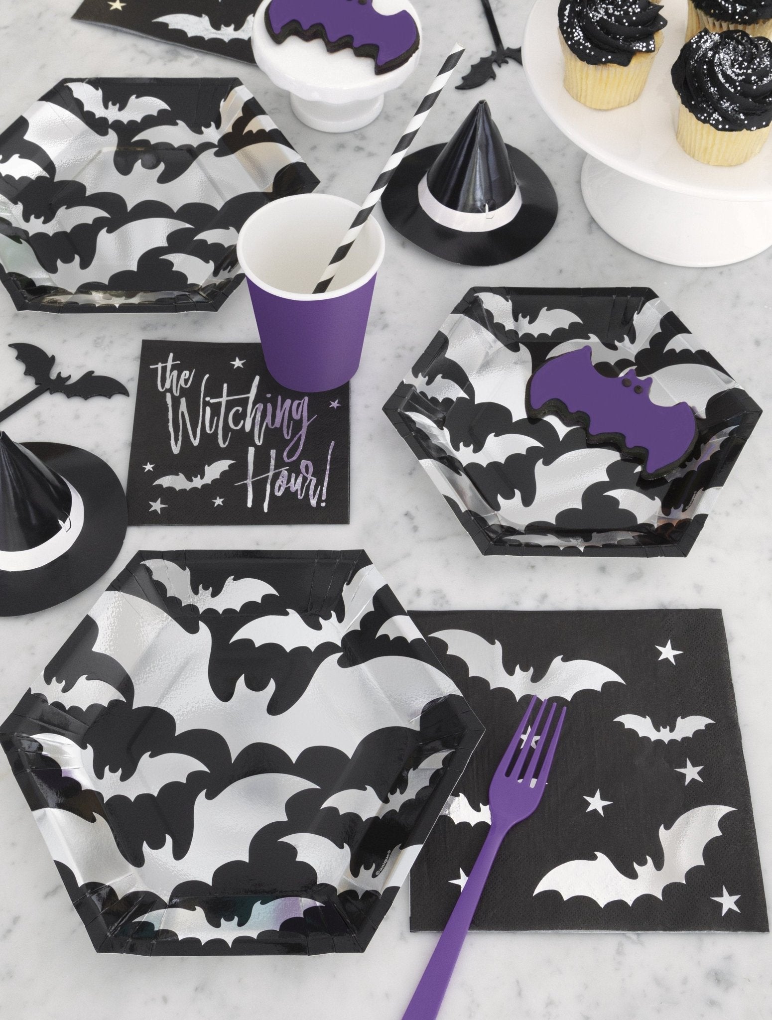 Silver Bat Halloween Paper Napkins 20ct - Stesha Party