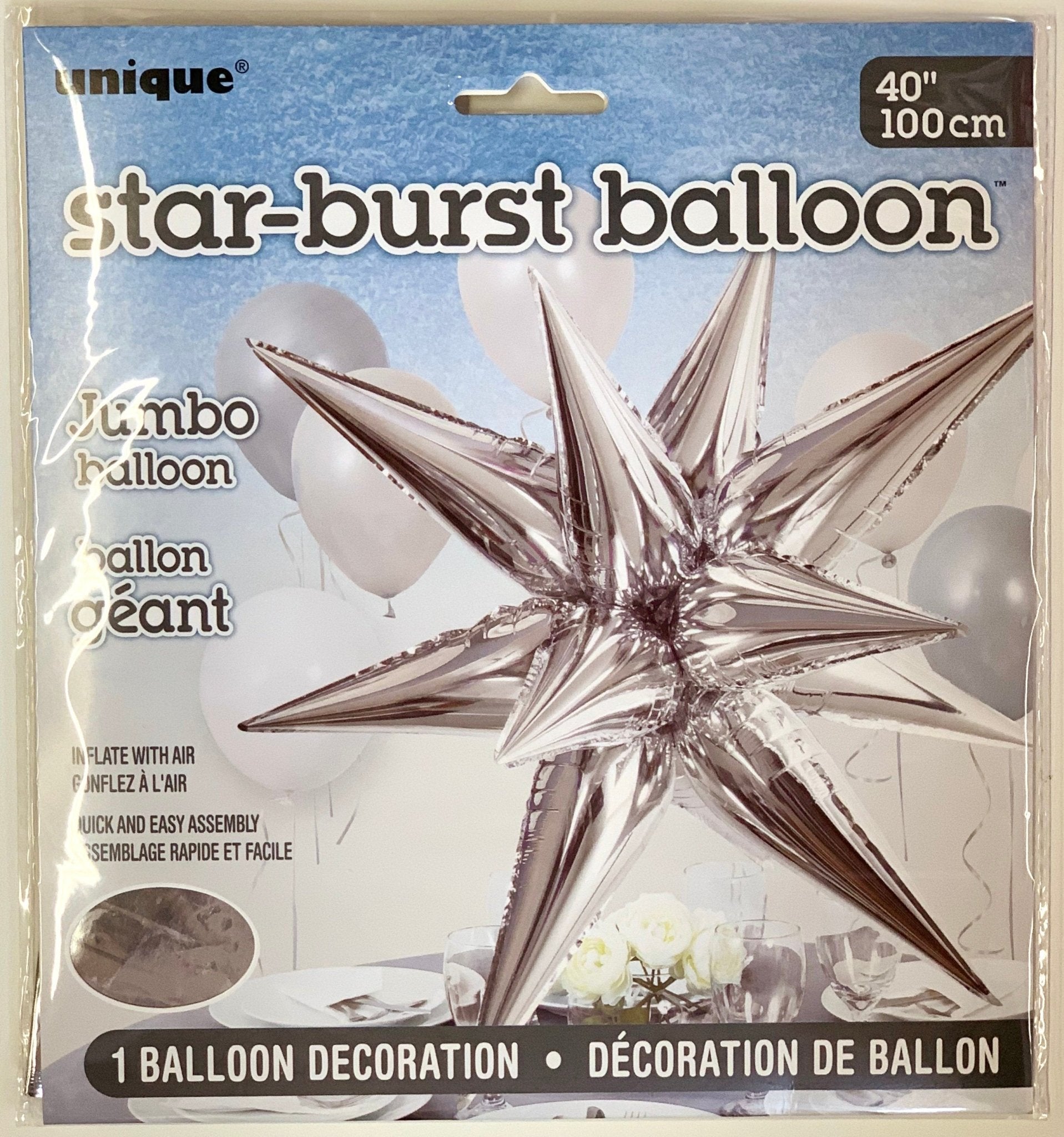 Silver Starburst Balloon - Stesha Party