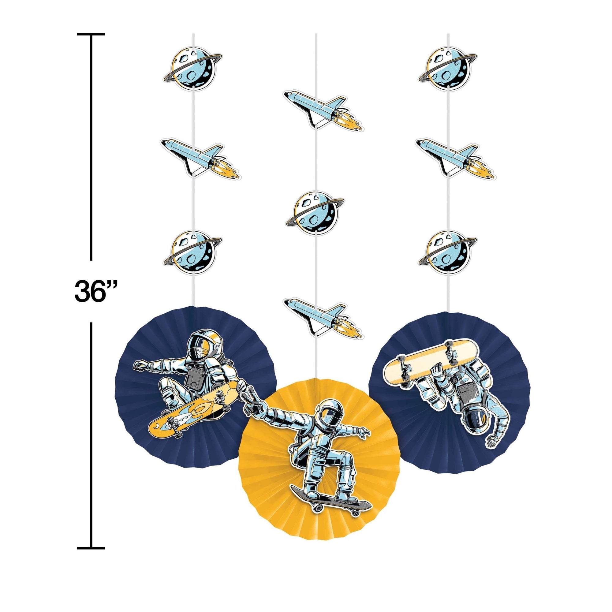Skateboarding Astronauts Hanging Decorations - Stesha Party