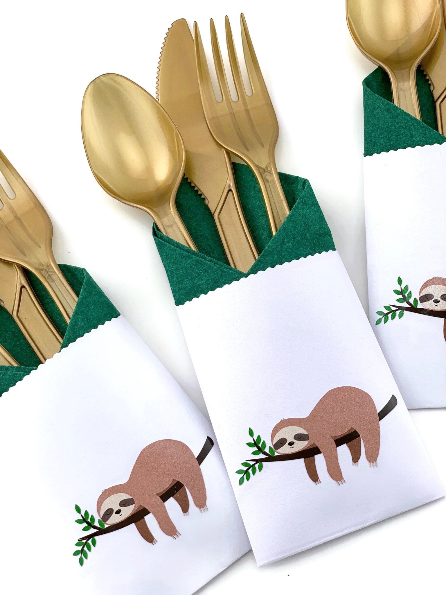 Sloth Birthday Cutlery Bag Set - Stesha Party