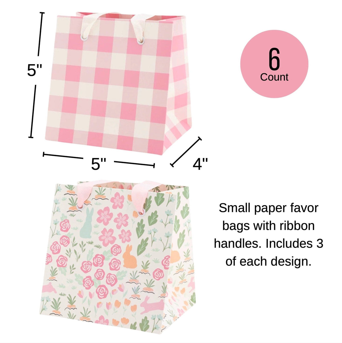 Small Plaid Pink Gift Bags - Stesha Party