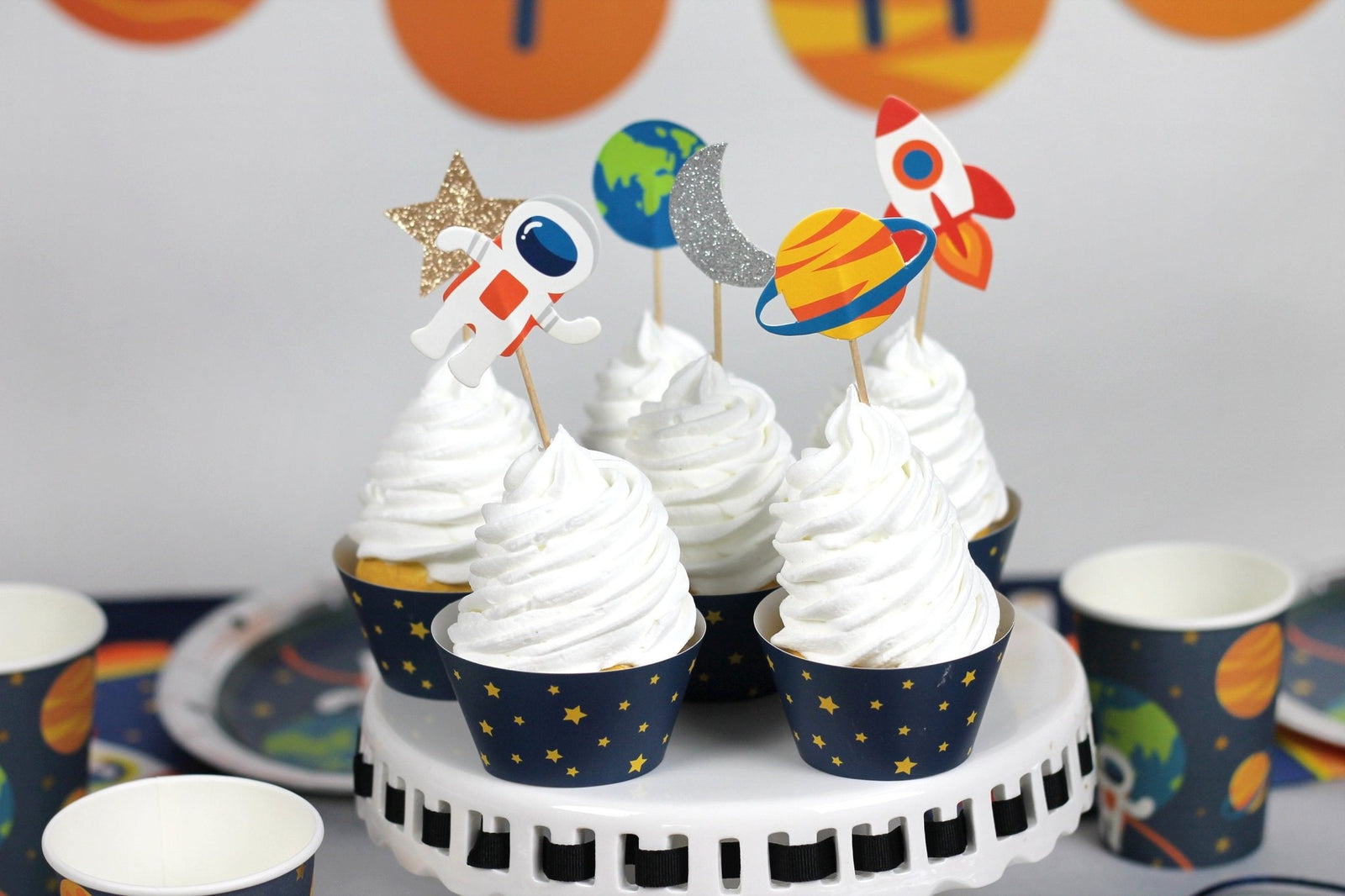 Space Cupcake Decorations - Stesha Party