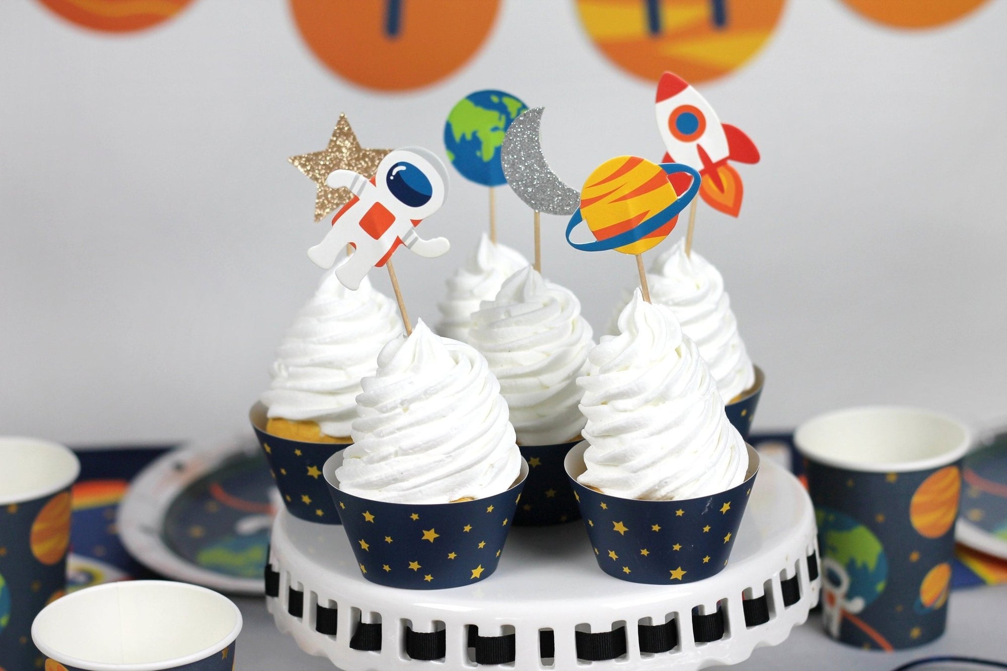 Space Cupcake Decorations - Stesha Party