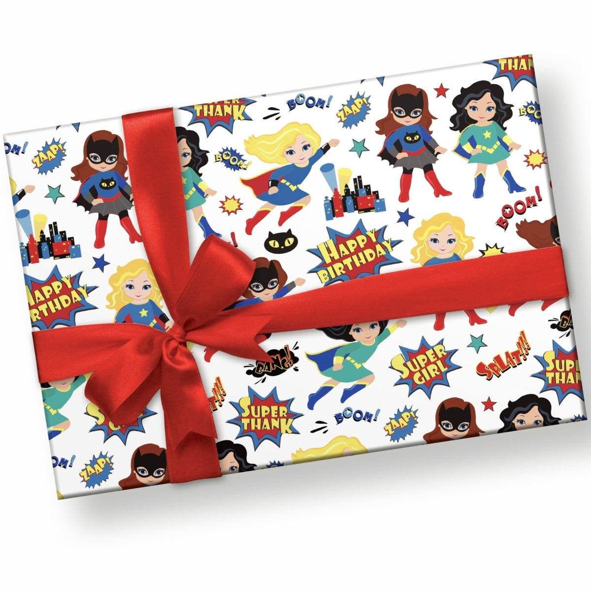 Superhero Girl Gift Wrap - Stesha Party