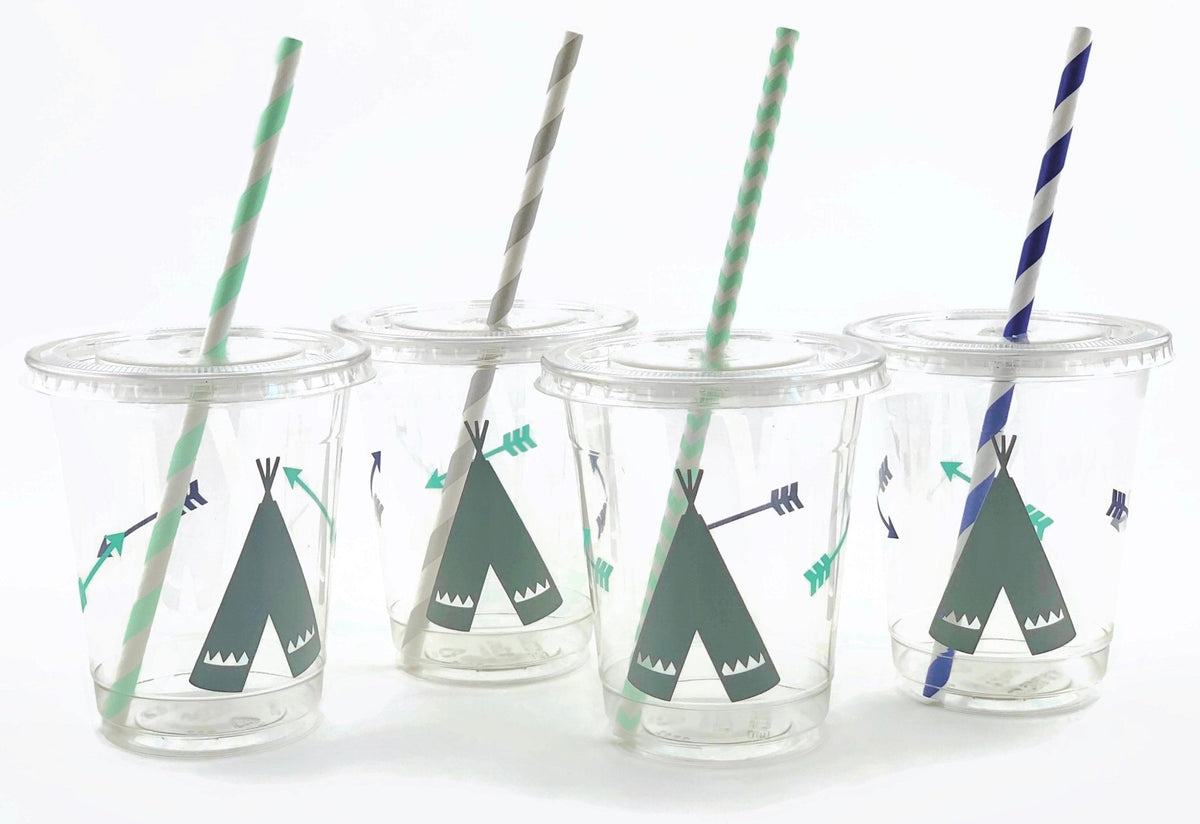 Tribal Party Cups with Lids & Straws - Stesha Party