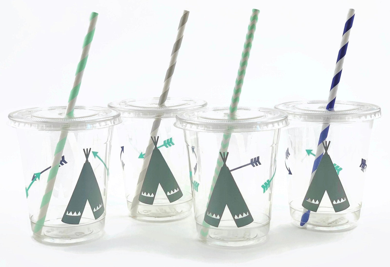 Tribal Party Cups with Lids & Straws - Stesha Party