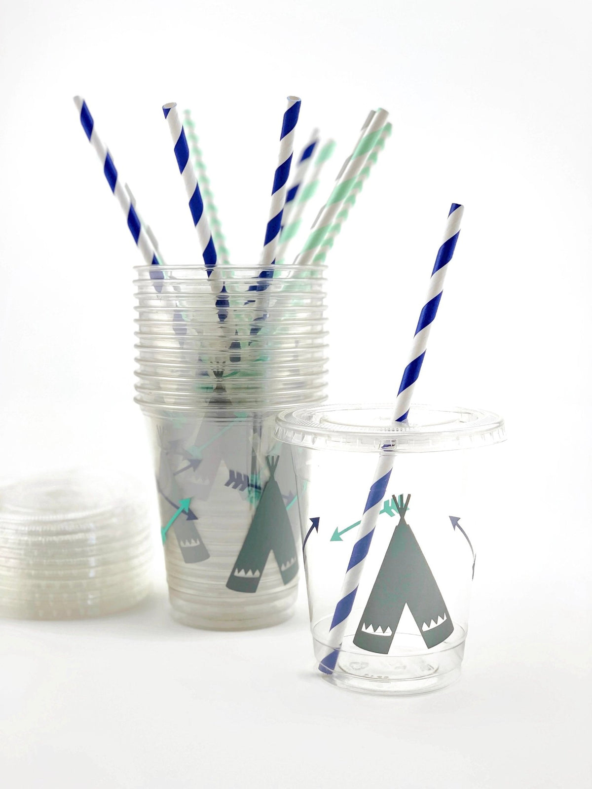 Tribal Party Cups with Lids & Straws - Stesha Party