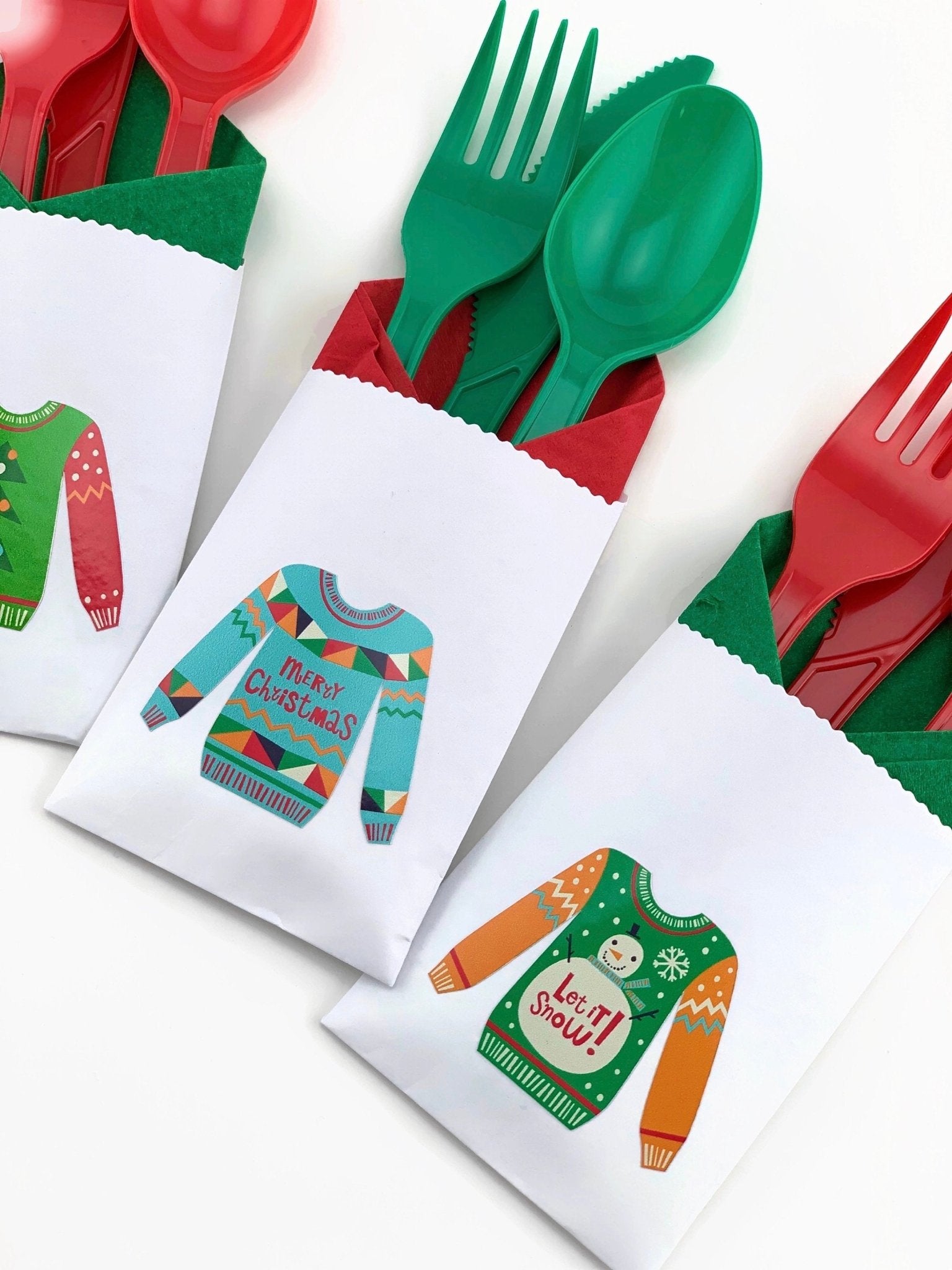 Ugly Sweater Party Cutlery Bag Sets - Stesha Party