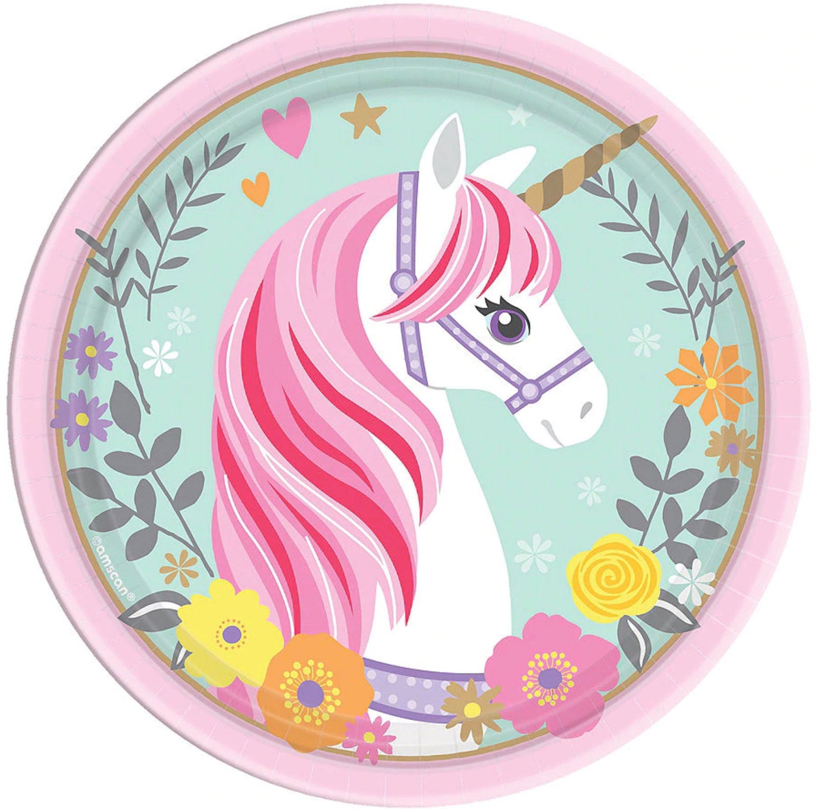 Unicorn Party Floral Dessert Plates - Stesha Party