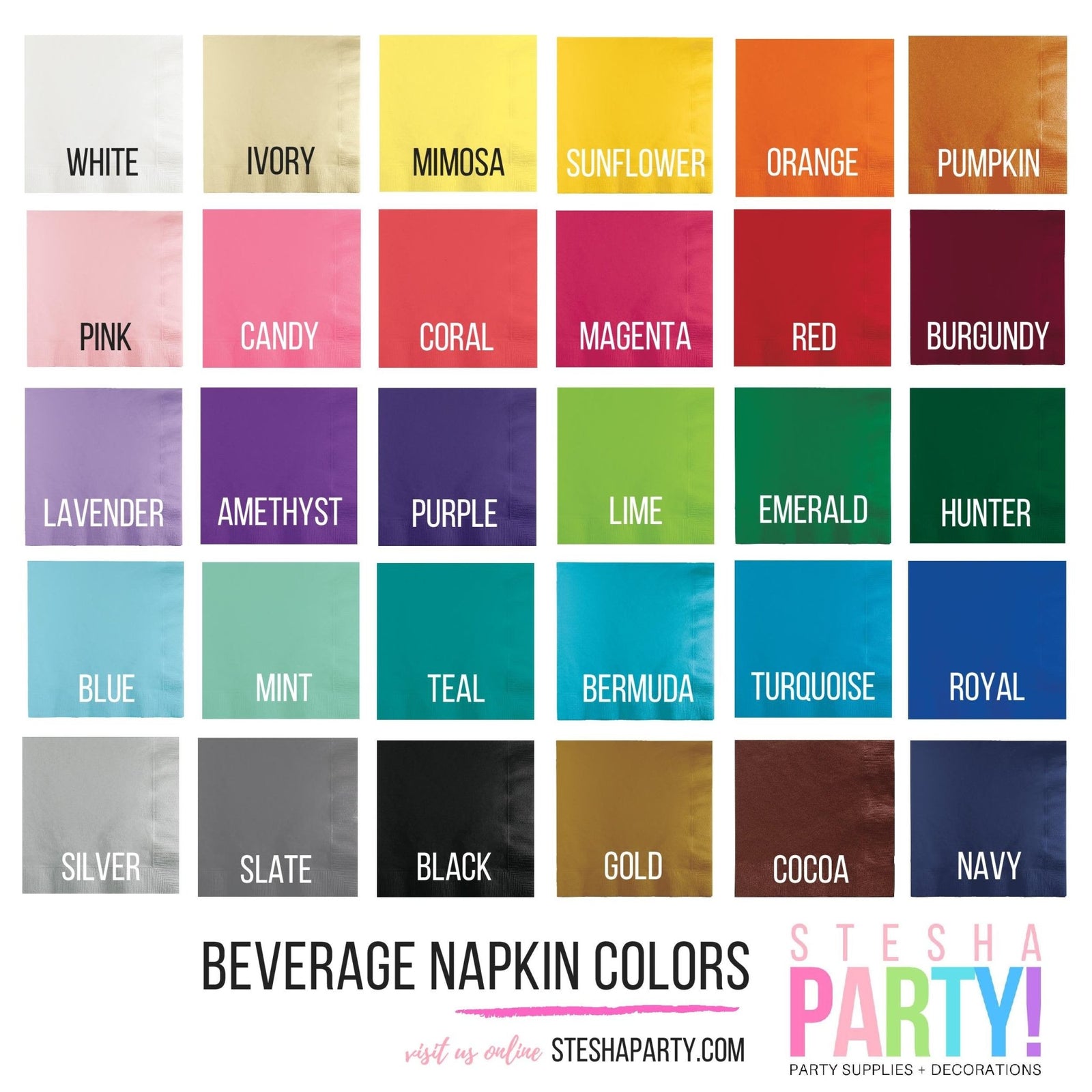 White Cocktail Napkins - Stesha Party