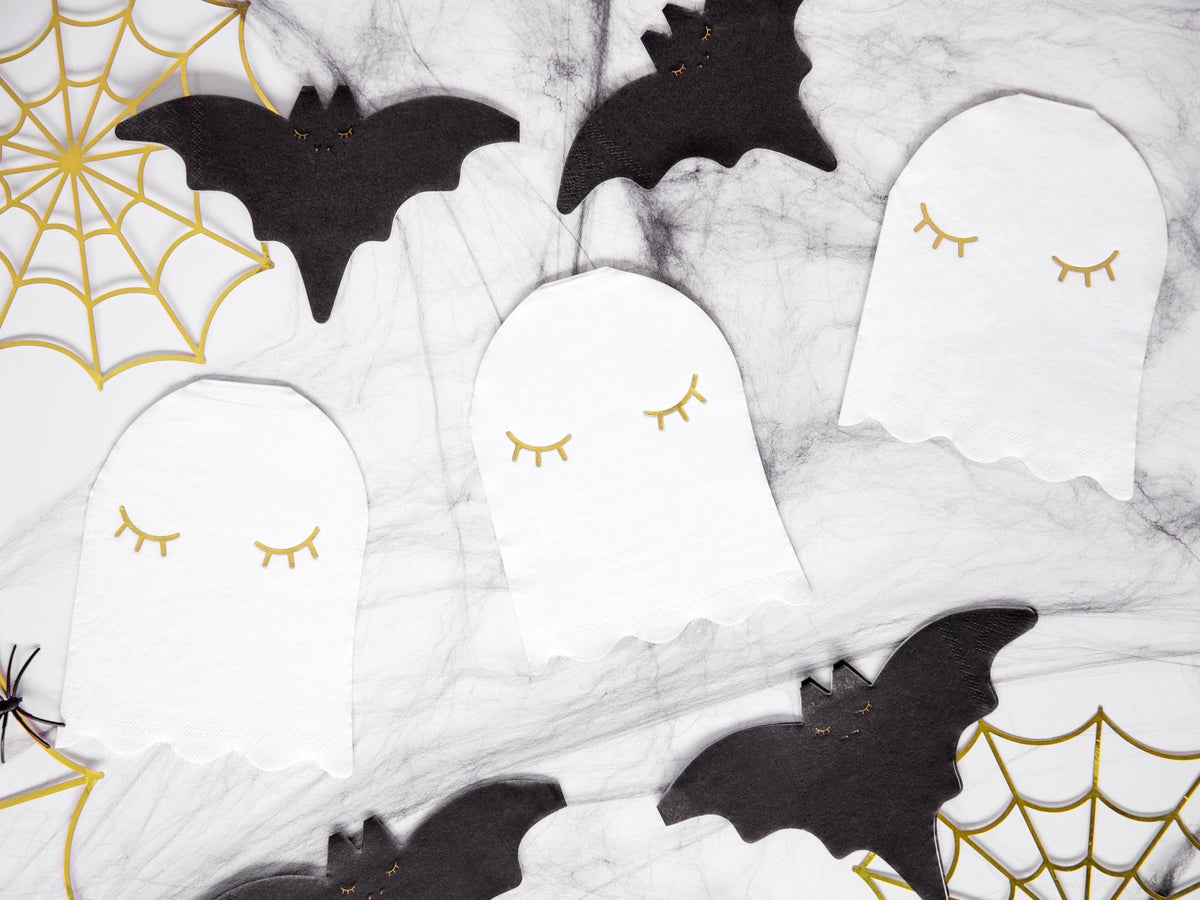 White & Gold Ghost Party Napkins - Stesha Party
