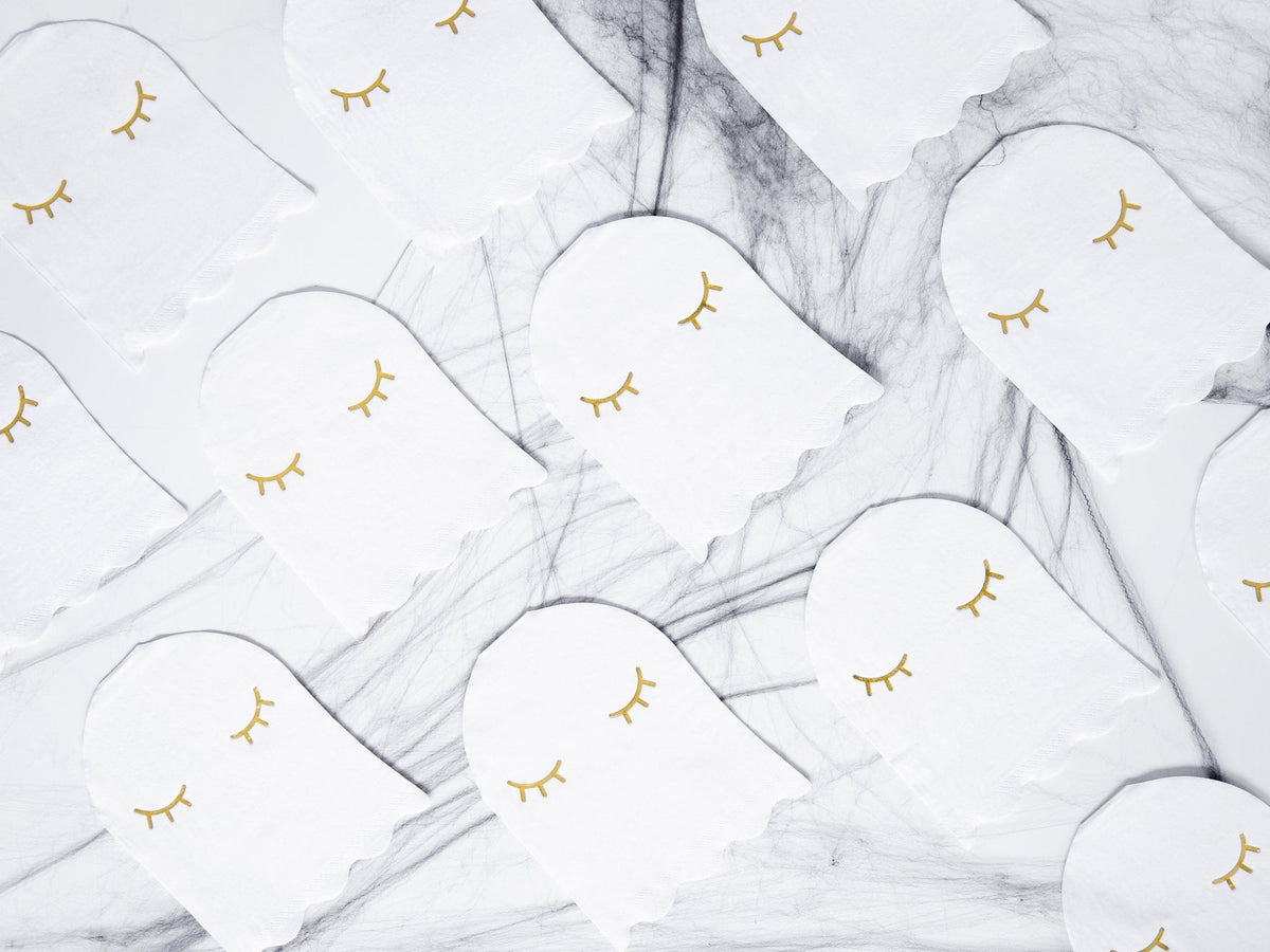 White & Gold Ghost Party Napkins - Stesha Party