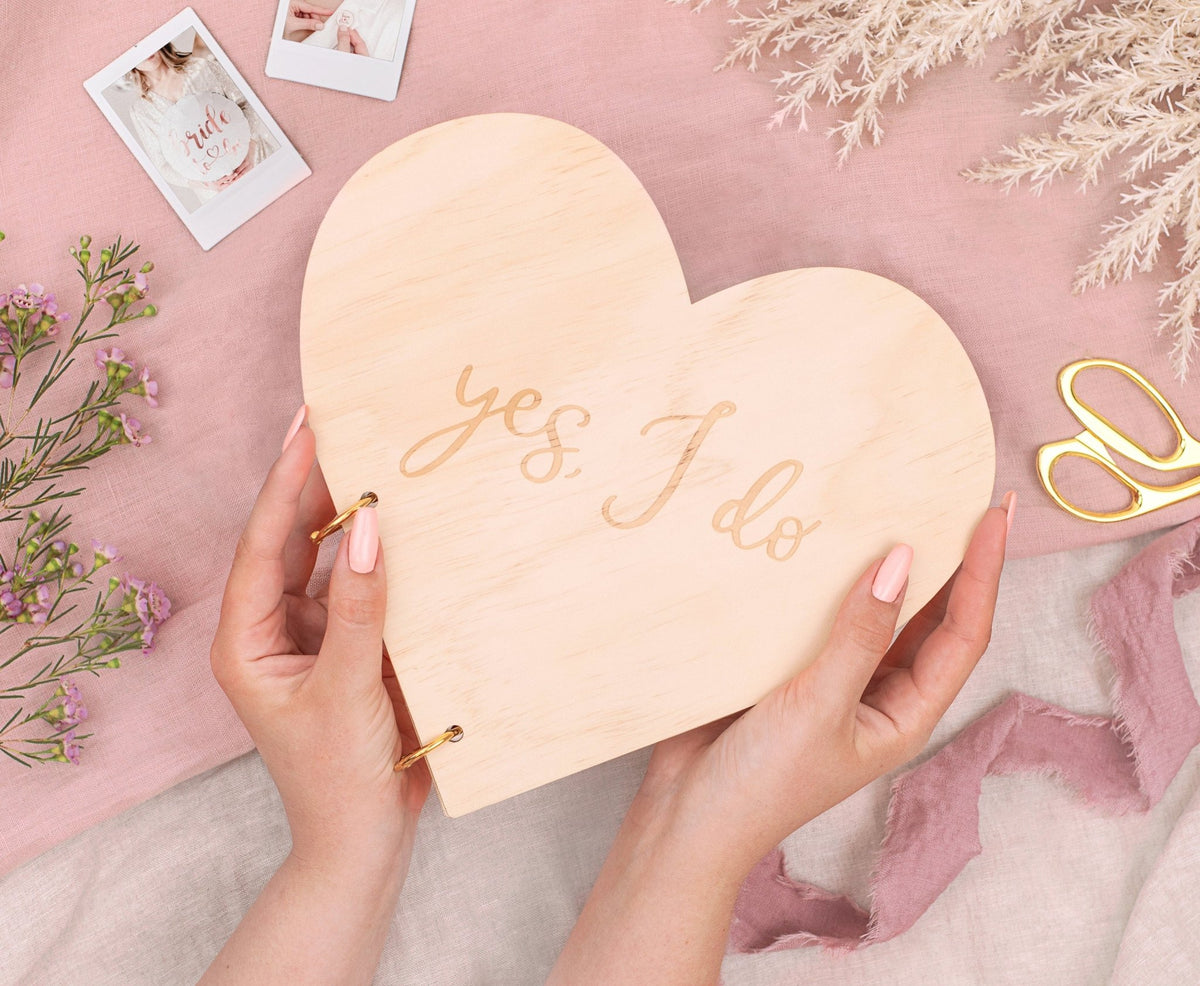 Wooden Heart Wedding Guest Book - Stesha Party